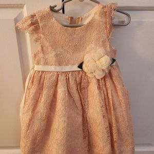 Pink special occasion toddler dress with flower detail